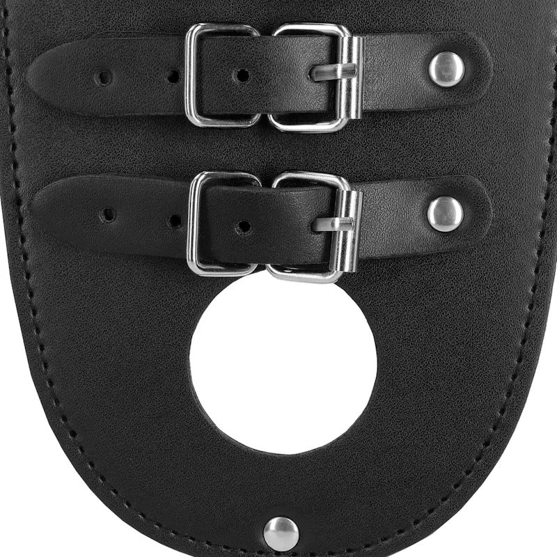 Ouch - PU Leather Chastity Belt with Straps - Black - PlayBlue