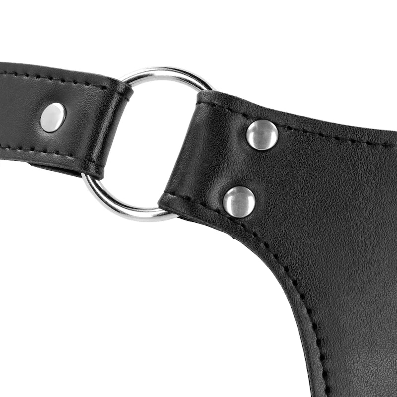 Ouch - PU Leather Chastity Belt with Straps - Black - PlayBlue