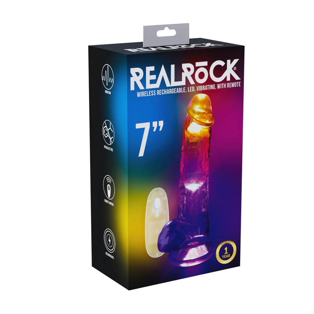 LED Vibrating Straight Dildo Cock with Balls - 7 - PlayBlue