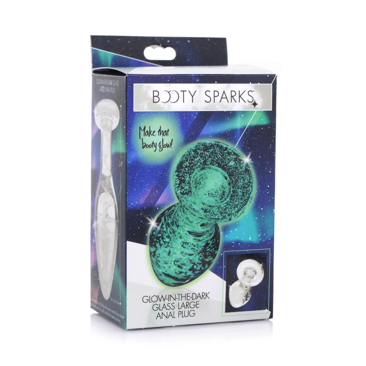 Glow-In-The-Dark Glass Anal Plug - Large - PlayBlue
