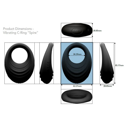 Rocks Off - Spire Liquid Silicone Rechargeable C-Ring - PlayBlue
