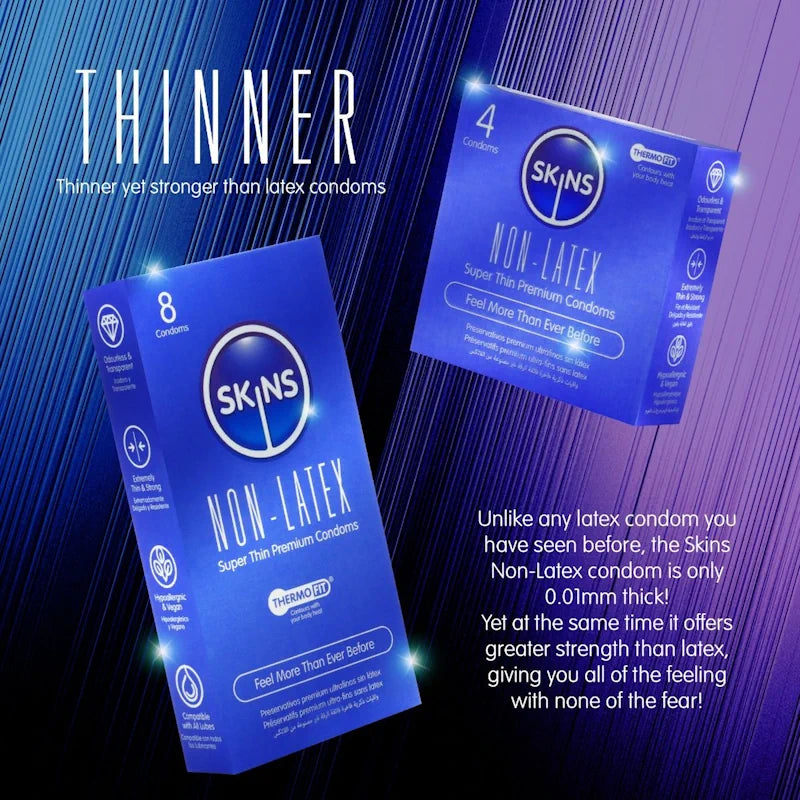 Skins Thinner - Non Latex Condoms - 8 Pieces - PlayBlue