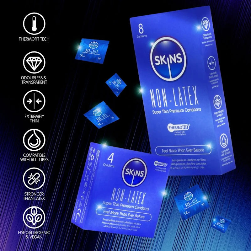 Skins Thinner - Non Latex Condoms - 8 Pieces - PlayBlue