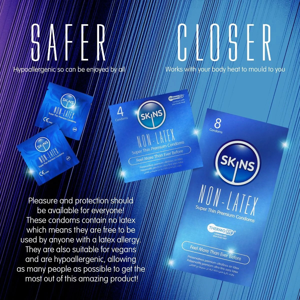 Skins Thinner - Non Latex Condoms - 8 Pieces - PlayBlue