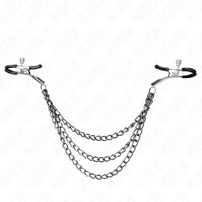 Kink - Nipple Clamps with 3 Chains Black - PlayBlue