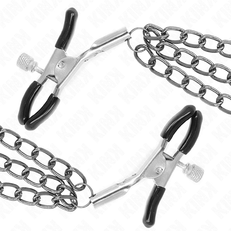 Kink - Nipple Clamps with 3 Chains Black - PlayBlue