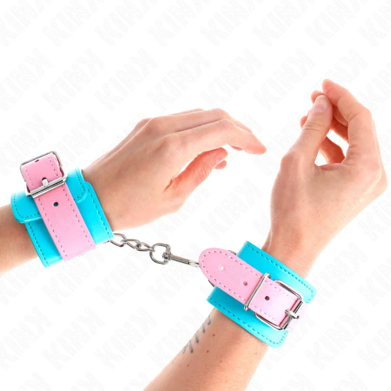 Kink - Adjustable Cute Wrist Cuffs Blue-Pink
