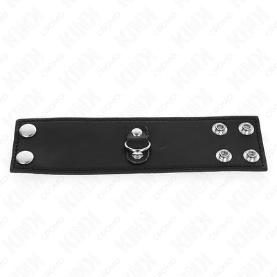 Kink - Leather Penis Ring with Pressure Closure - PlayBlue