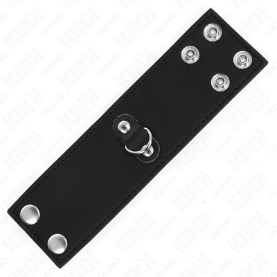 Kink - Leather Penis Ring with Pressure Closure - PlayBlue