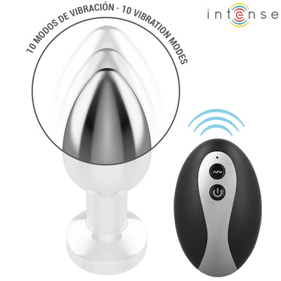 Intense - Remote-Controlled LED-lit Vibrating Metal Plug - PlayBlue