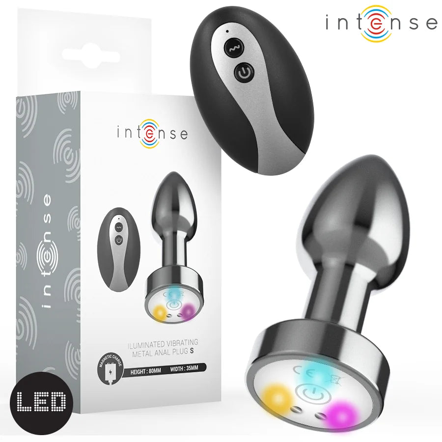 Intense - Remote-Controlled LED-lit Vibrating Metal Plug - PlayBlue