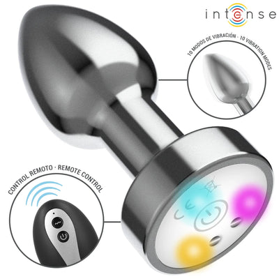 Intense - Remote-Controlled LED-lit Vibrating Metal Plug - PlayBlue