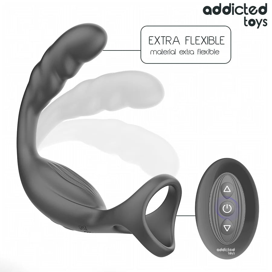 Addicted Toys - Dual Prostate Cock Ring Stim with Remote - PlayBlue