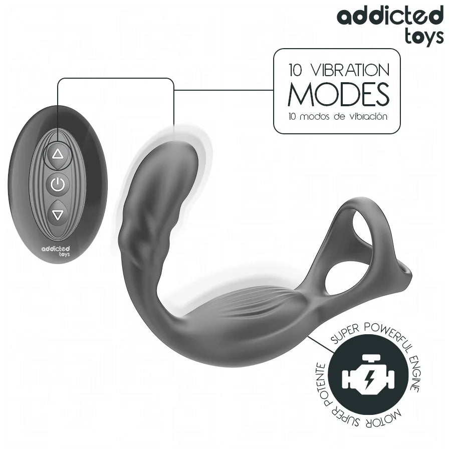 Addicted Toys - Dual Prostate Cock Ring Stim with Remote - PlayBlue