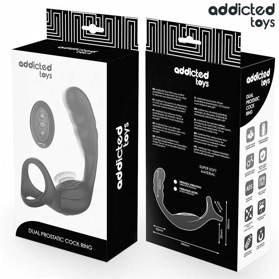 Addicted Toys - Dual Prostate Cock Ring Stim with Remote - PlayBlue