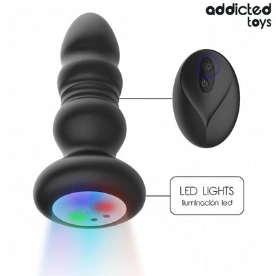 Addicted Toys - Thrusting Vibrating Remote Anal Plug with LED LIGHT - PlayBlue