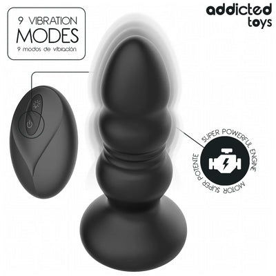 Addicted Toys - Thrusting Vibrating Remote Anal Plug with LED LIGHT - PlayBlue