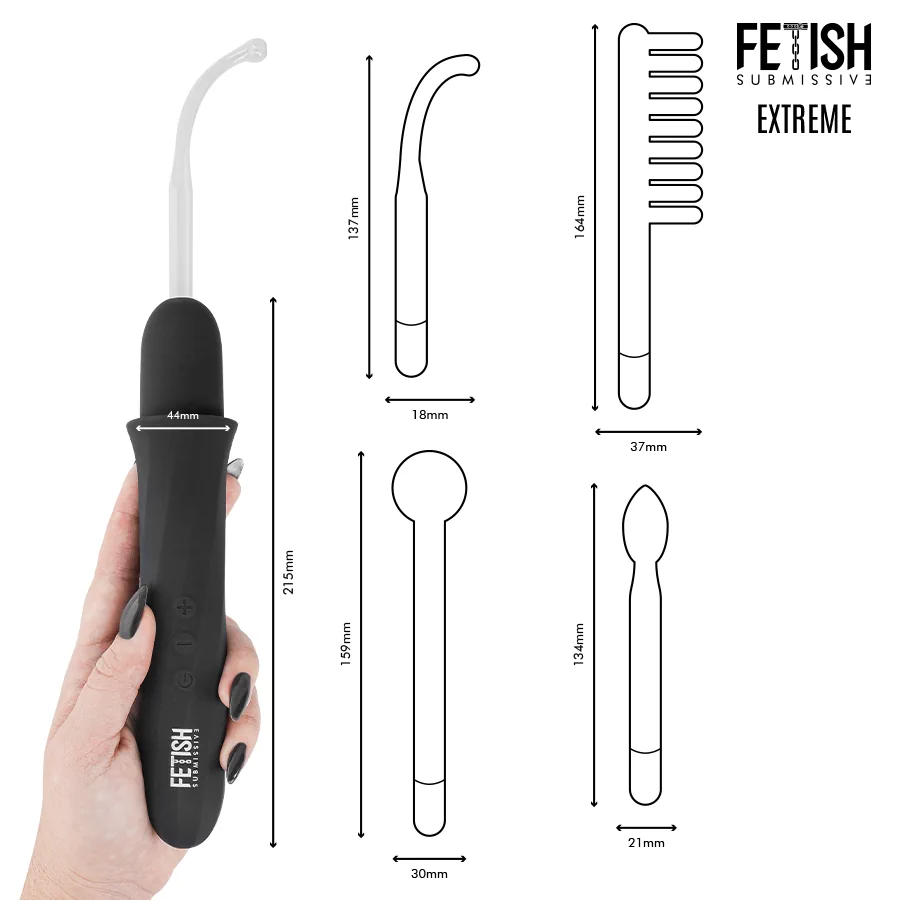 Fetish Submissive - High Frequency Electro-Stimulation Wand Kit - PlayBlue