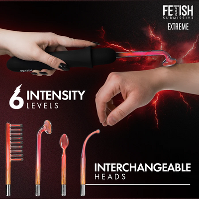 Fetish Submissive - High Frequency Electro-Stimulation Wand Kit - PlayBlue