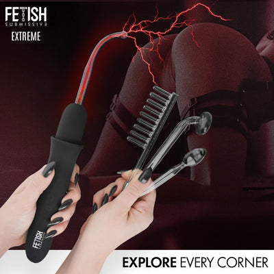 Fetish Submissive - High Frequency Electro-Stimulation Wand Kit - PlayBlue
