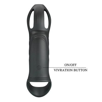 Pretty Love - Craig Rechargeable Vibrating Penis Sleeve - PlayBlue
