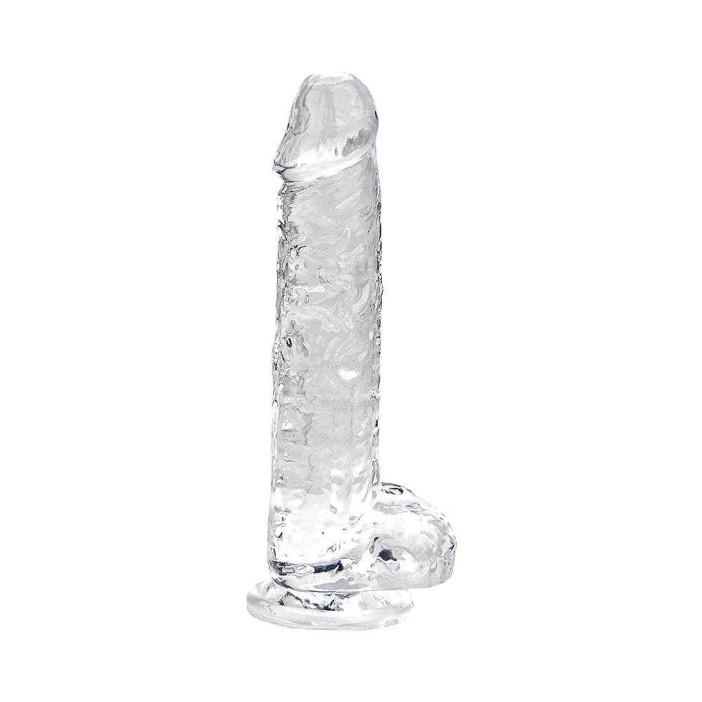 Loving Joy 7 Inch Dildo with Balls Clear - PlayBlue