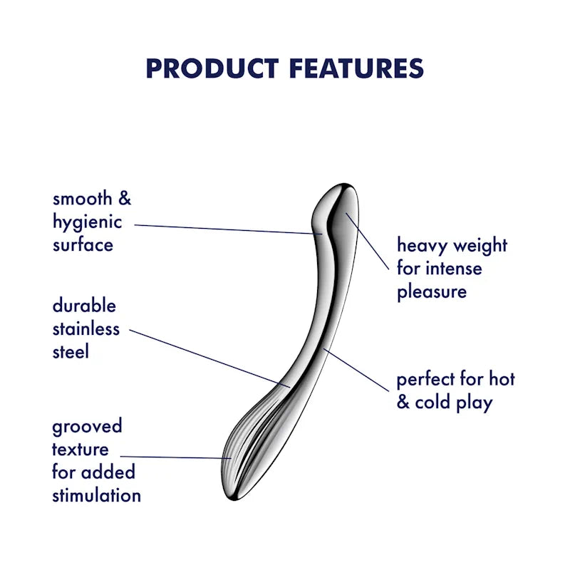 Satisfyer - Pure Gravity 1 - Stainless Steel Dual Dildo - PlayBlue