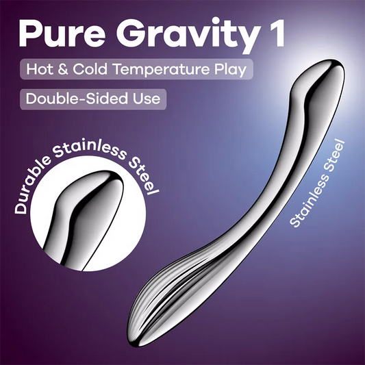 Satisfyer - Pure Gravity 1 - Stainless Steel Dual Dildo - PlayBlue