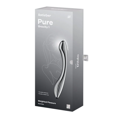 Satisfyer - Pure Gravity 1 - Stainless Steel Dual Dildo - PlayBlue