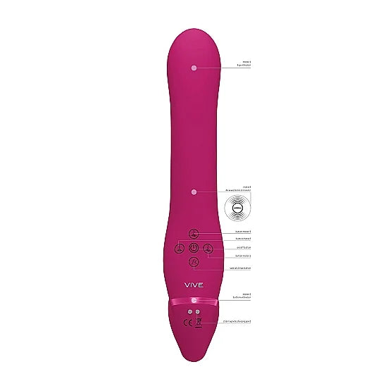 VIVE - Ai - Dual Vibrating & Air Wave Strapless Strapon - PlayBlue
