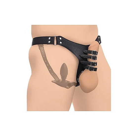 Chastity Harness for Men with Silicone Butt Plug - PlayBlue