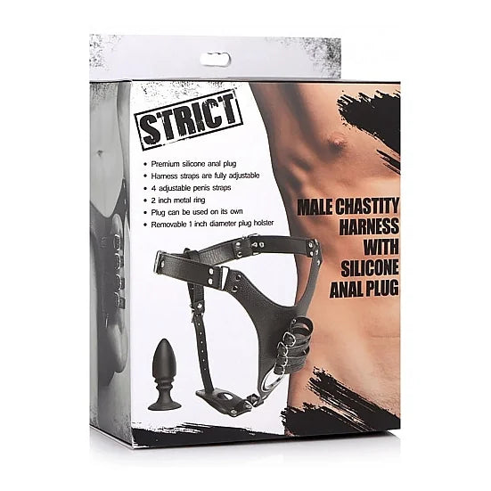 Chastity Harness for Men with Silicone Butt Plug - PlayBlue