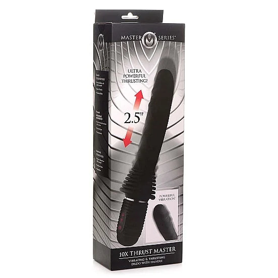 Thrust Master - Vibrating and Thrusting Dildo with Handle - PlayBlue