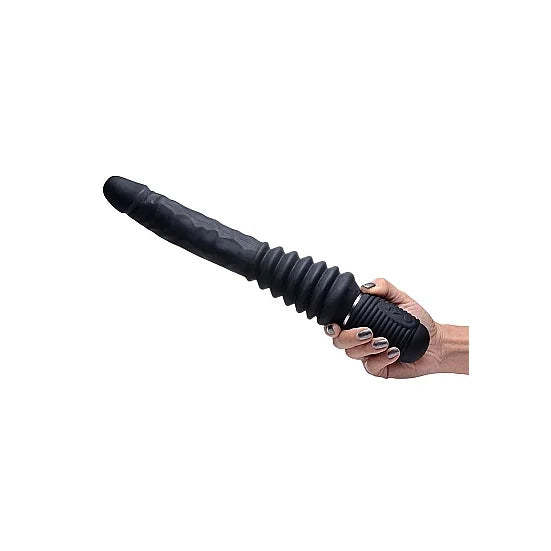 Thrust Master - Vibrating and Thrusting Dildo with Handle - PlayBlue
