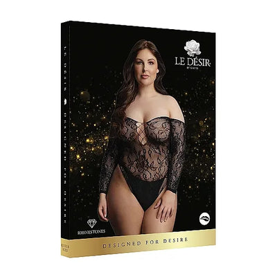 Le Desir - Wonder Rhinestone Bodysuit Black - Plus Size - PlayBlue