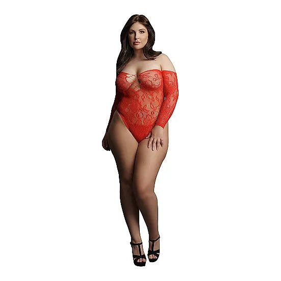 Le Desir - Wonder Rhinestone Bodysuit Red - Plus Size - PlayBlue