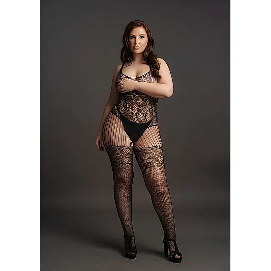 Le Desir - Lace and Fishnet Bodystocking - Plus Size - PlayBlue