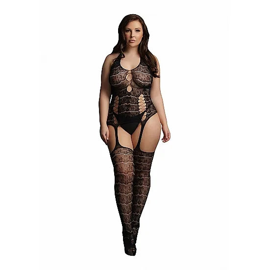 Le Desir - Lace Suspender Bodystocking - Plus Size - PlayBlue