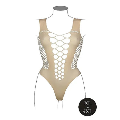 Le Desir - V-Neck Teddy with Opaque Panels - Queen Size - PlayBlue
