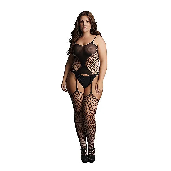 Le Desir - Fence Net Suspender Bodystocking - Plus Size - PlayBlue