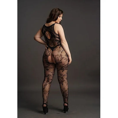 Le Desir - Criss Cross Neck Bodystocking - Plus Size - PlayBlue