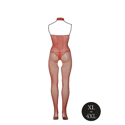 Le Desir - Red Fishnet and Lace Bodystocking - Queen Size