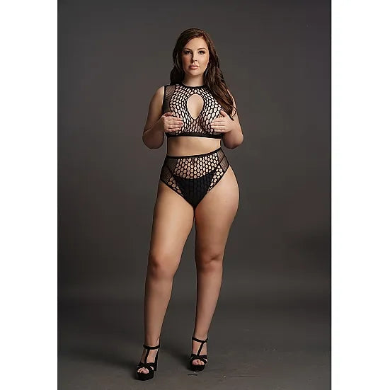Le Desir - Duo Net Key-Hole Bra Set - Plus Size - PlayBlue