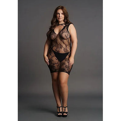 Le Desir - High Neck Lace Mini Dress - Plus Size - PlayBlue