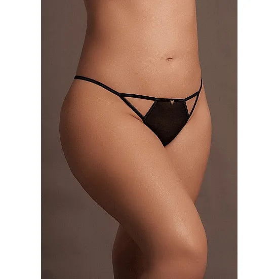 Julie - Elastic Mesh Adjustable Thong with Open Crotch - Plus Size - PlayBlue