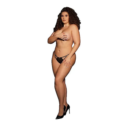 Julie - Elastic Mesh Adjustable Thong with Open Crotch - Plus Size - PlayBlue
