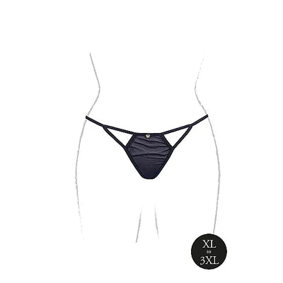 Julie - Elastic Mesh Adjustable Thong with Open Crotch - Plus Size - PlayBlue
