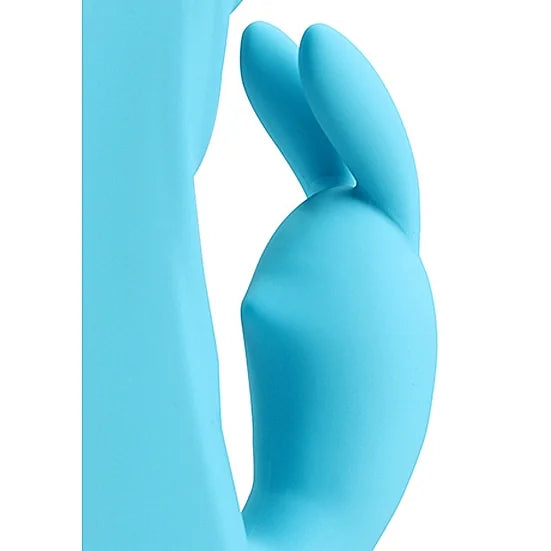 Ribbed Ultra Soft Silicone Rabbit Vibrator - Glacial Blue - PlayBlue