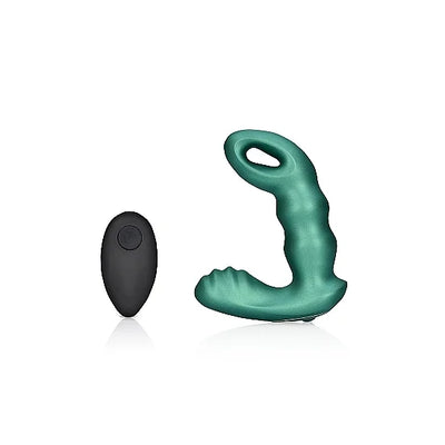Beaded Vibrating Prostate Massager with Remote Control - Metallic Green - PlayBlue