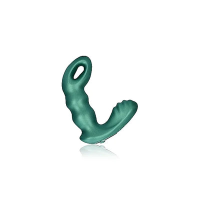 Beaded Vibrating Prostate Massager with Remote Control - Metallic Green - PlayBlue